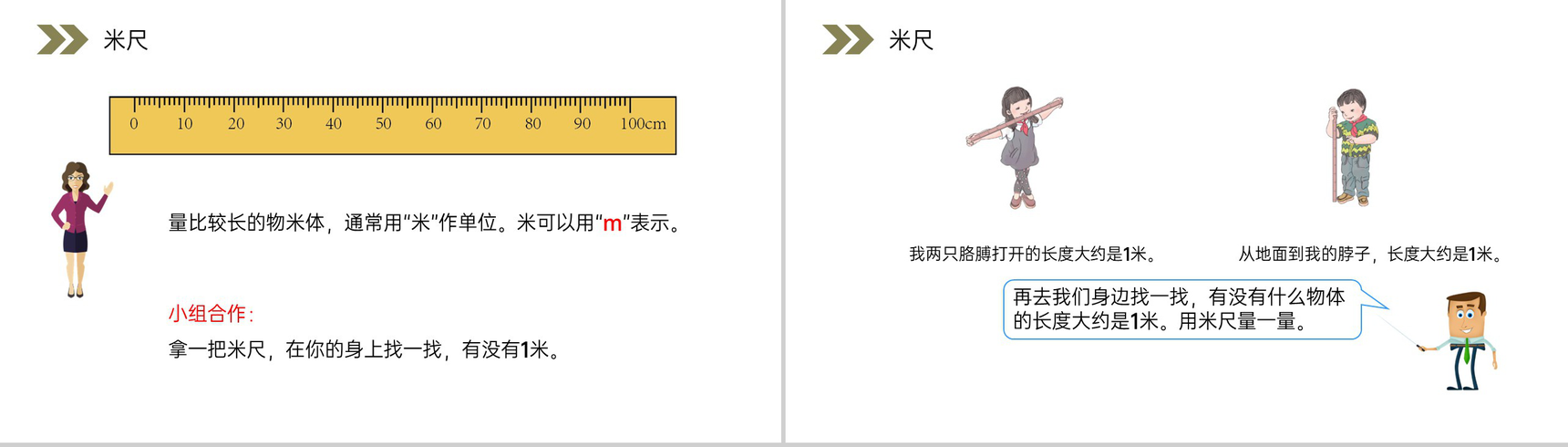 《认识米尺及米和厘米间的关系》人教版小学数学二年级上册PPT课件（第1.2课时）-4