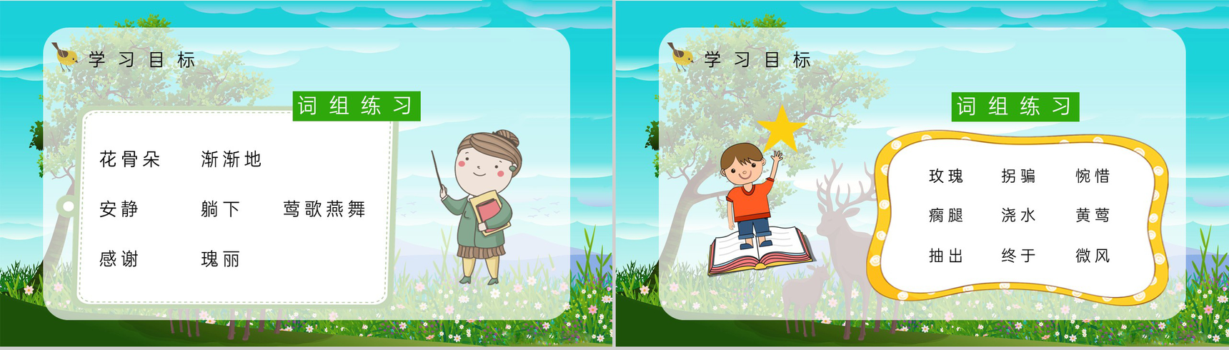 小学语文《小鹿的玫瑰花》二年级人教版课文导读知识点整理PPT模板-3