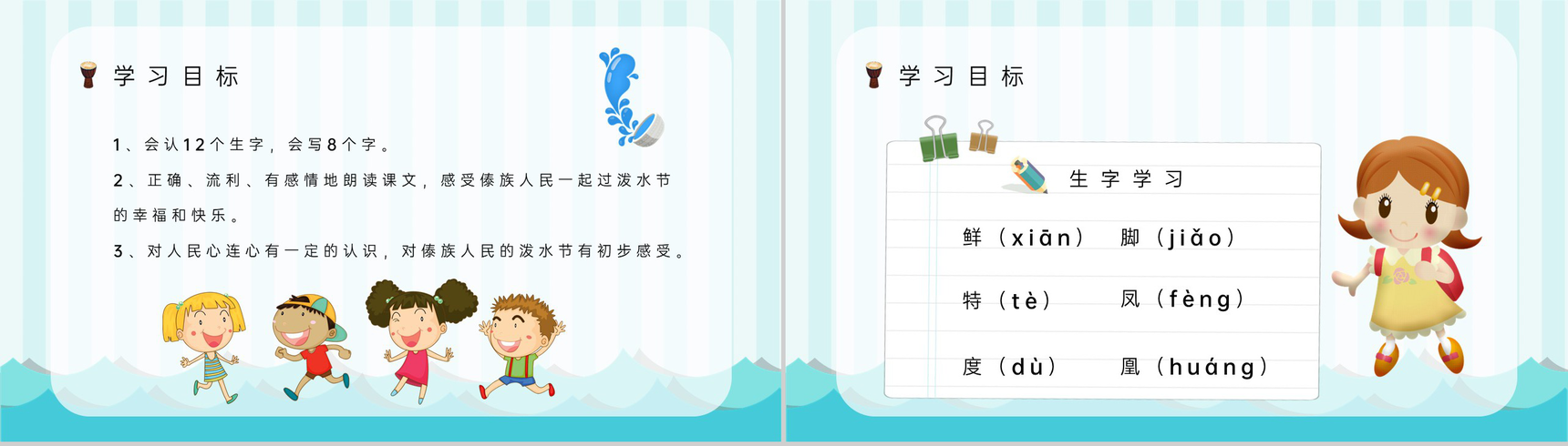 教学设计小学二年级语文下册课文《难忘的泼水节》知识点整理准备PPT模板-4