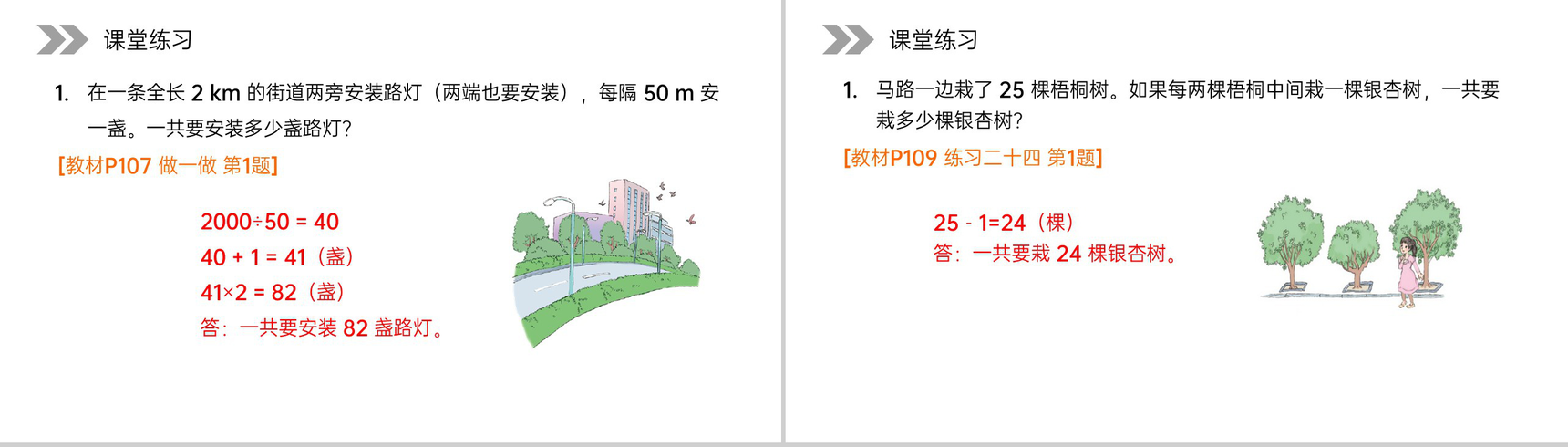 《植树问题》人教版小学数学五年级上册PPT课件(第7.1.1课时)-7