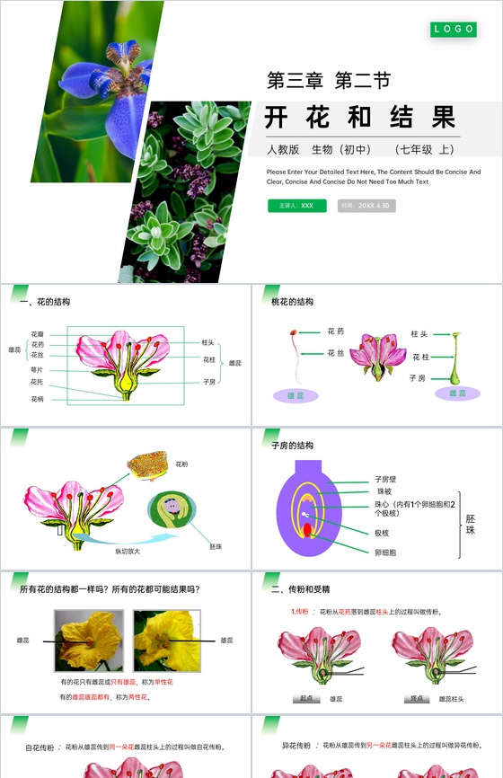 《开花和结果》人教版七年级初一生物上册P