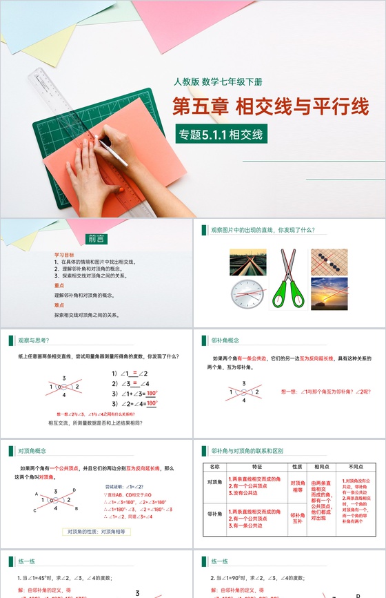 《相交线与平行线》七年级初一下册PPT课