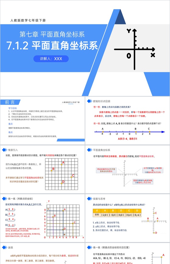 《平面直角坐标系》七年级初一下册数学PP