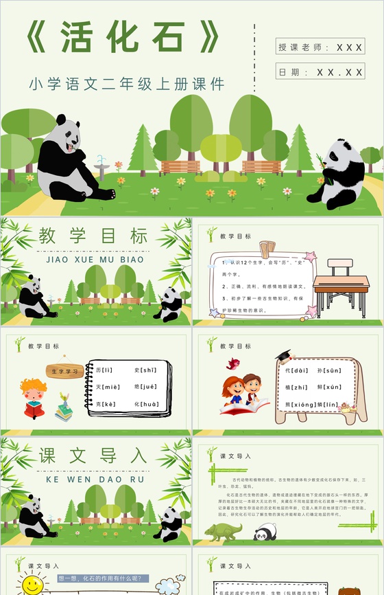 教育培训小学语文二年级上册课件《活化石》
