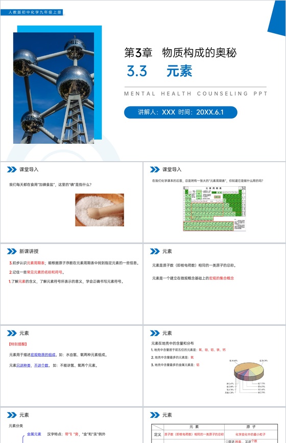 《元素》人教版初中化学九年级初三上册PP
