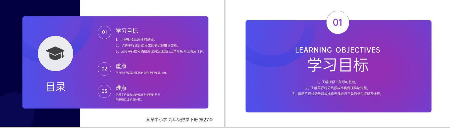 《相似三角形的判定:平行线分线段成比例》九年级初三下册PPT课件(第27.2.2课时)-2