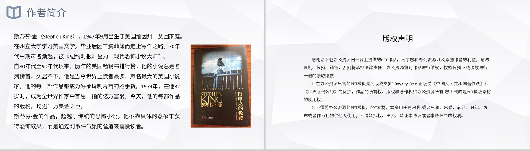 中外经典世界名著肖申克的救赎斯蒂芬金作品鉴赏分析PPT模板-10
