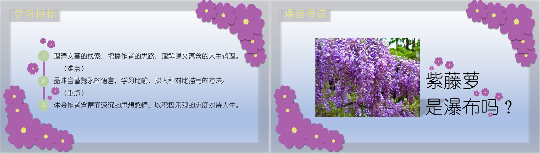 紫藤萝瀑布语文课文教育课件PPT模板-2