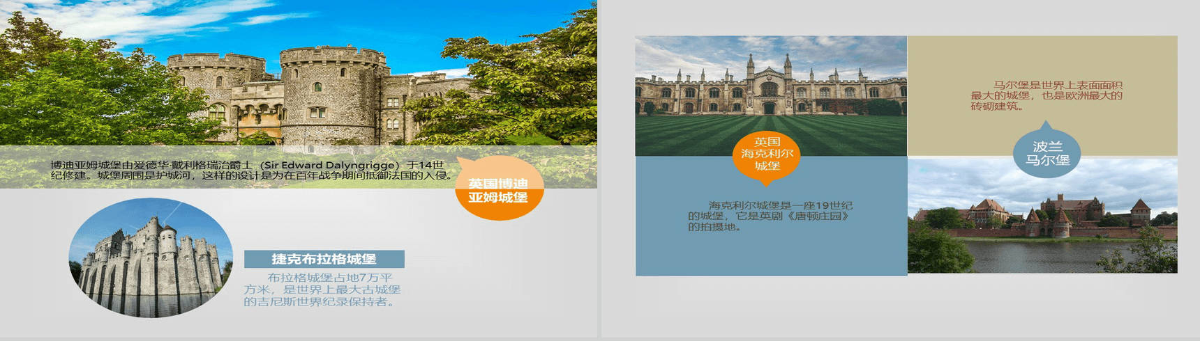 大气唯美旅行城堡景点介绍旅游宣传PPT模板-4