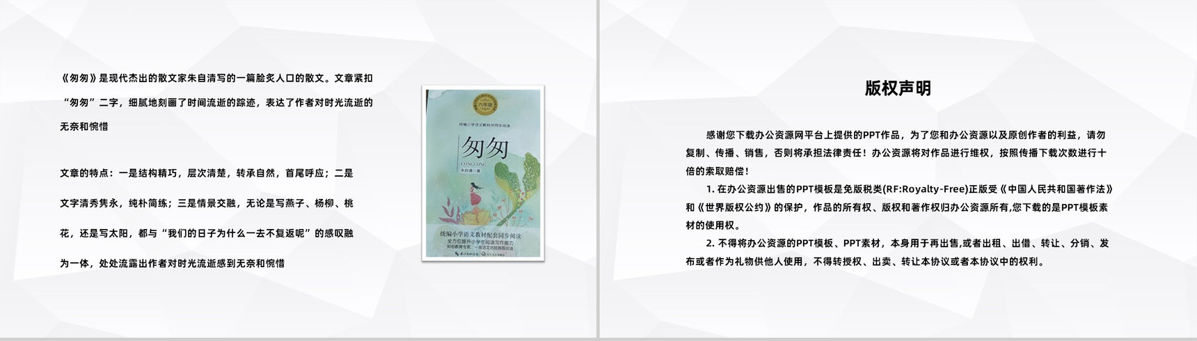 中国现代文学朱自清所著散文《匆匆》读书心得体会交流分享PPT模板-8