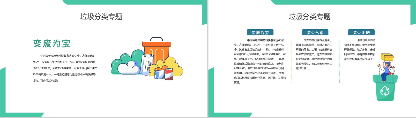 2.5D卡通扁平化垃圾分类主题PPT模板-5