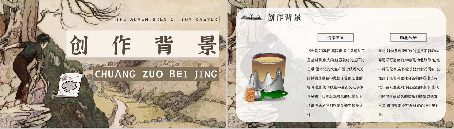 读书笔记《汤姆索亚历险记》作者简介名著片段赏析PPT模板-2