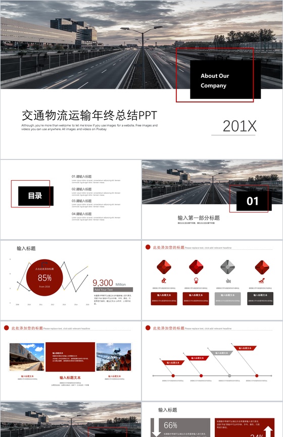 白色简洁交通物流运输年终总结汇报PPT模