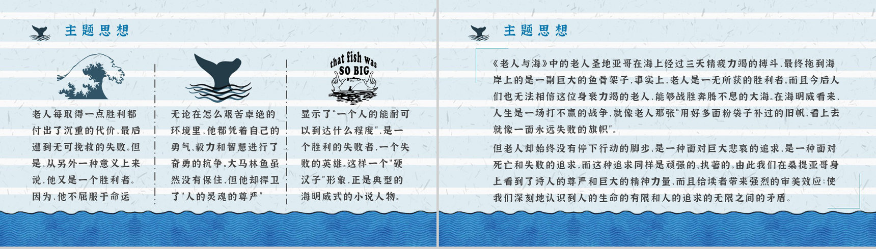 海明威晚年作品《老人与海》导读赏析知识点梳理教育教学PPT模板-8