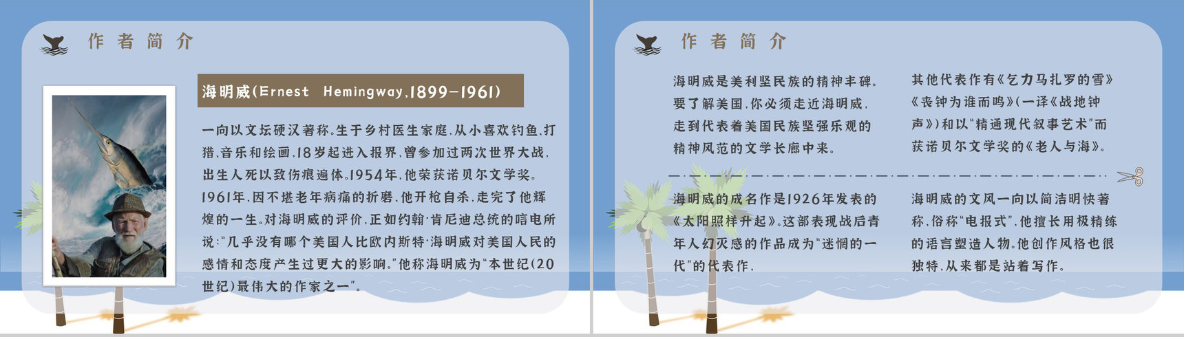 文学作品赏析海明威《老人与海》教师备课课件中学生必读小说PPT模板-4