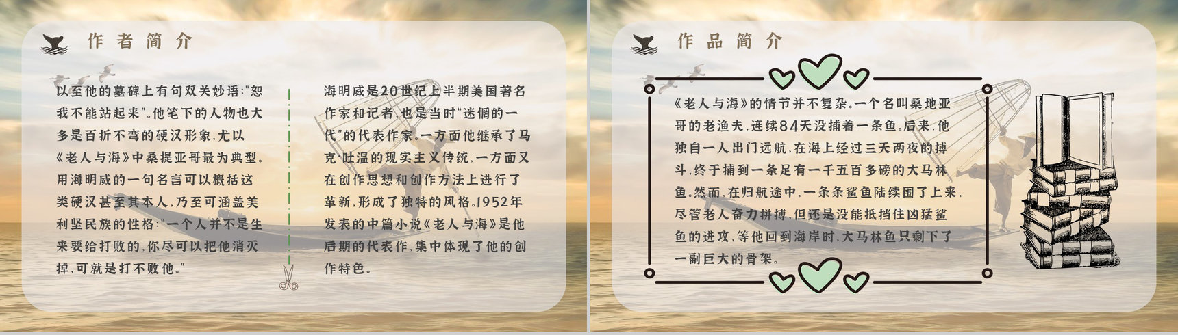 小说阅读心得体会美国作家海明威所著《老人与海》交流分享PPT模板-5