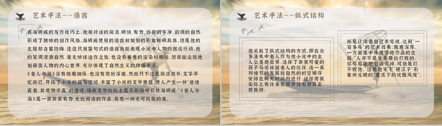 小说阅读心得体会美国作家海明威所著《老人与海》交流分享PPT模板-9