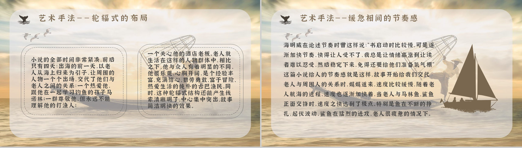 小说阅读心得体会美国作家海明威所著《老人与海》交流分享PPT模板-10