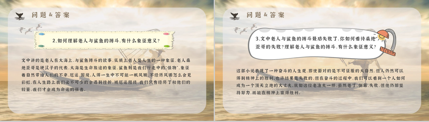 小说阅读心得体会美国作家海明威所著《老人与海》交流分享PPT模板-16