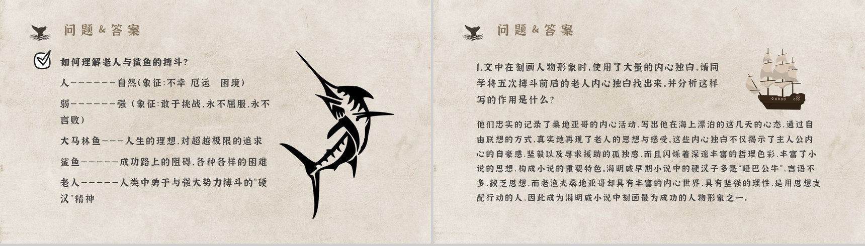 知识点梳理教育培训海明威《老人与海》艺术特色名著PPT模板-15