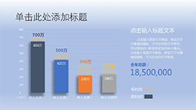 蓝色渐变PPT柱形图图表模板