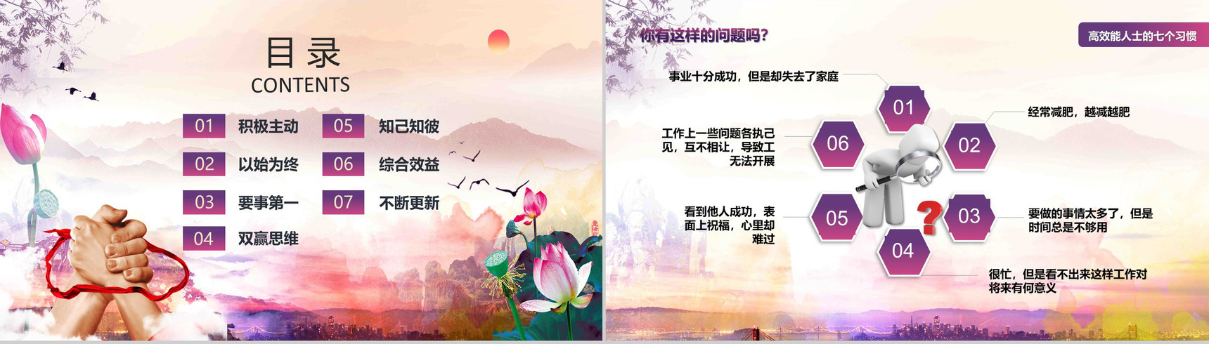 中国风高效能人士的七个习惯PPT模板-2
