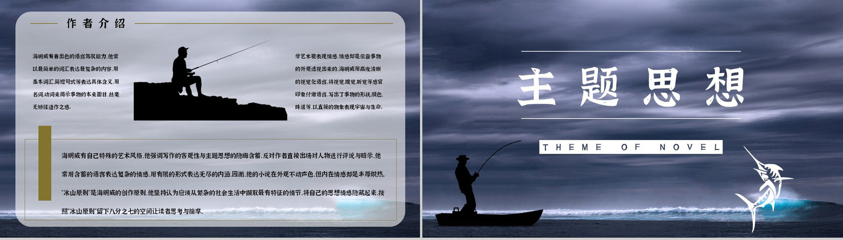 《老人与海》海明威所著书籍简介导读好词好句摘抄及赏析PPT模板-8
