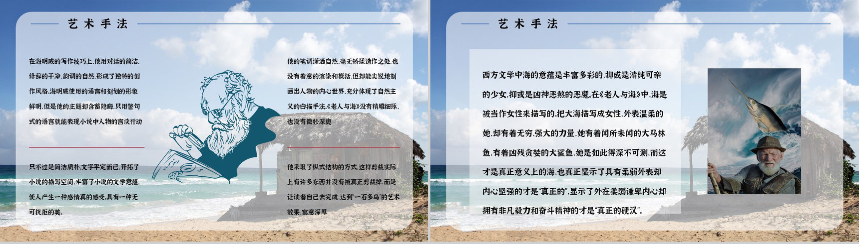百部经典小说海明威《老人与海》人物形象分析内容赏析PPT模板-4