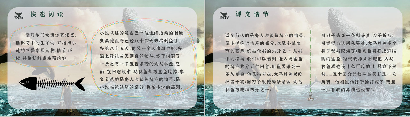 读书笔记《老人与海》海明威整理知识梳理培训国外经典中篇小说PPT模板-6