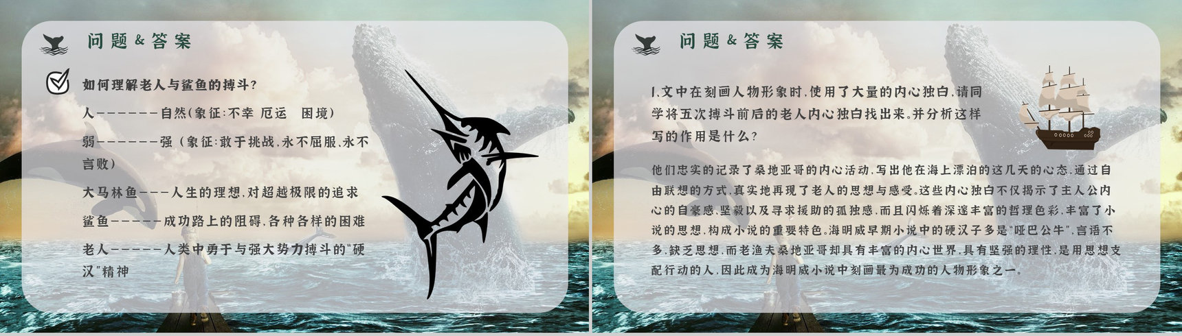 读书笔记《老人与海》海明威整理知识梳理培训国外经典中篇小说PPT模板-15