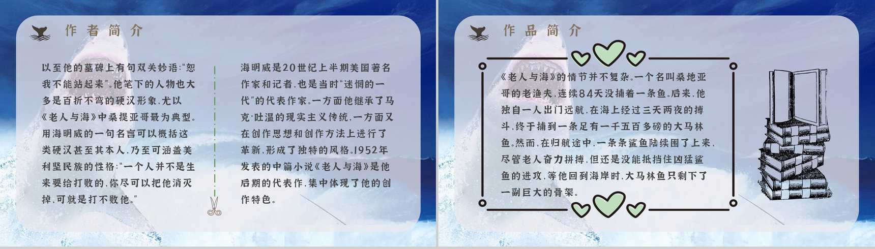 海明威所著《老人与海》书籍简介导读好词好句摘抄及赏析PPT模板-5