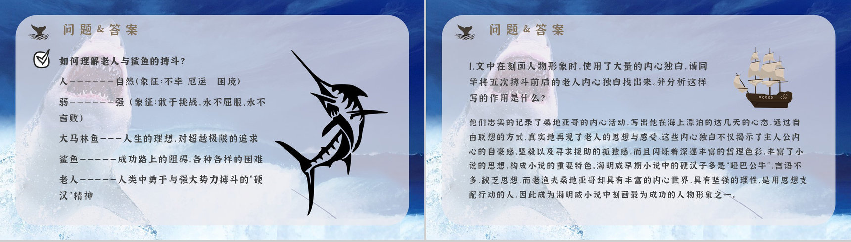 海明威所著《老人与海》书籍简介导读好词好句摘抄及赏析PPT模板-15