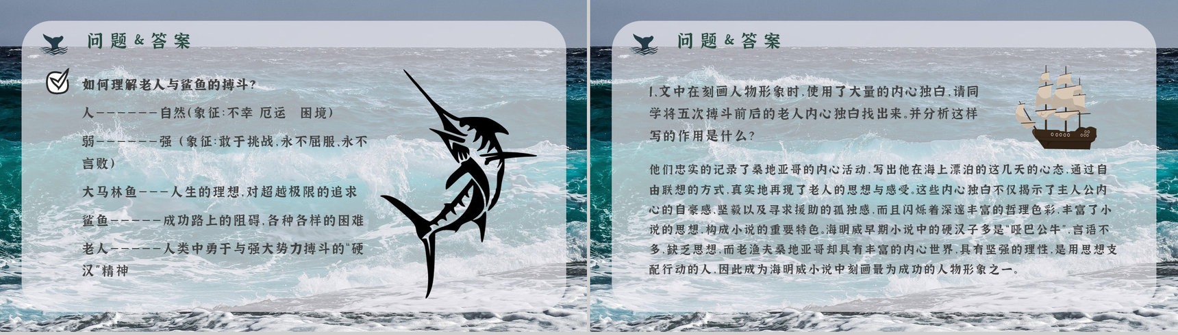 好词好句摘抄及赏析《老人与海》海明威所著书籍简介导读PPT模板-15
