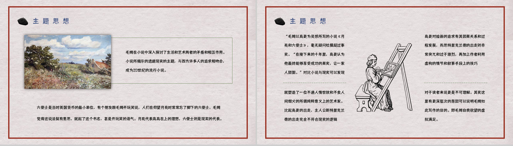 国外经典小说毛姆《月亮与六便士》好书分享读书心得体会交流分享PPT模板-9
