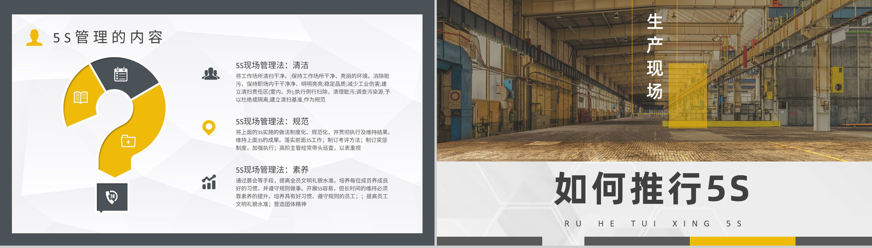 5S管理的内容及措施与经典步骤宣传标语生产现场的5S管理PPT模板-8