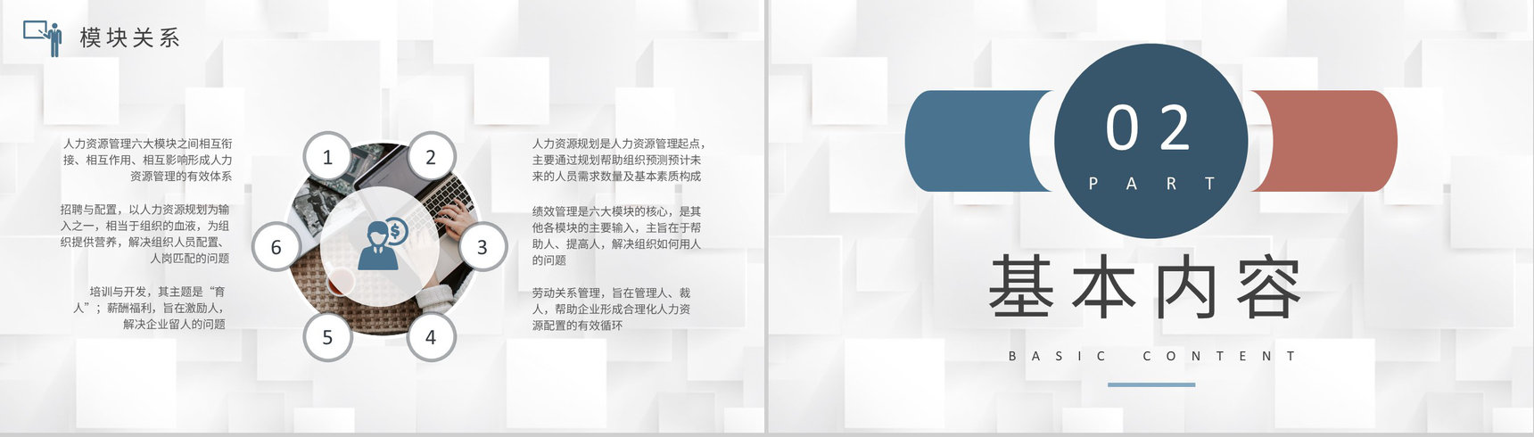 人力资源六大模块关系培训行政管理部门规划工作总结PPT模板-3